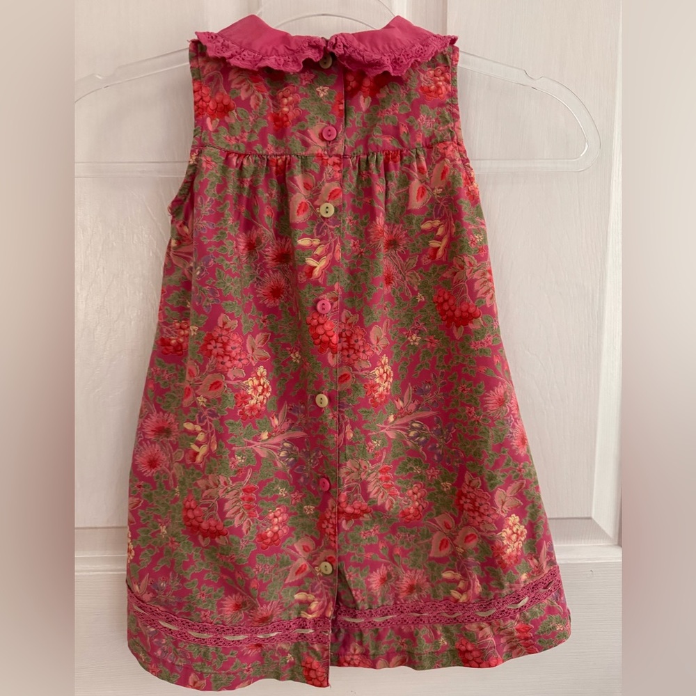 April Cornell Pink and Green Floral Dress and Bloomers, Baby Girl 12-18mos - Picture 2 of 10